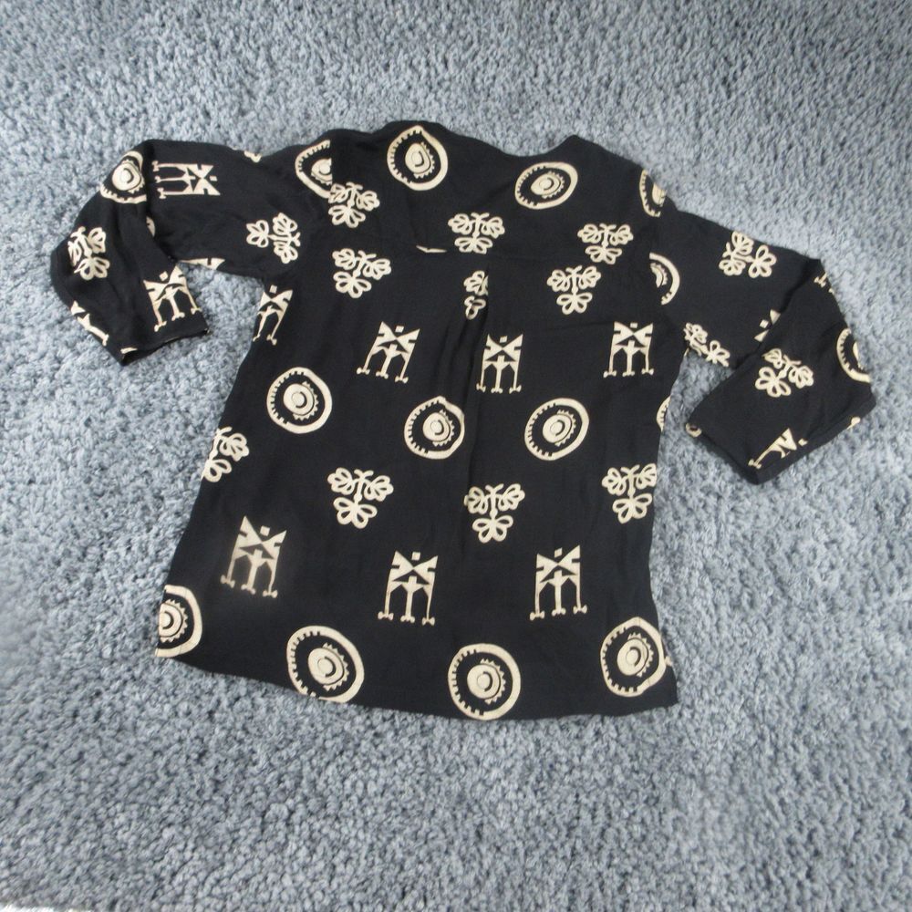 Chico's Design Shirt Womens 1 Black Geometric Long Sleeve Button Up - Picture 9 of 10